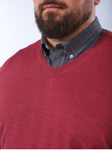 Pull Col V Laine Mérinos Rose Grande Taille