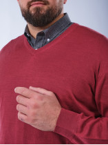 Pull Col V Laine Mérinos Rose Grande Taille