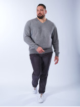 Pull Col V en Laine Grande Taille Gris