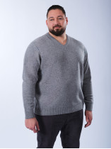 Pull Col V en Laine Grande Taille Gris