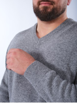 Pull Col V en Laine Grande Taille Gris