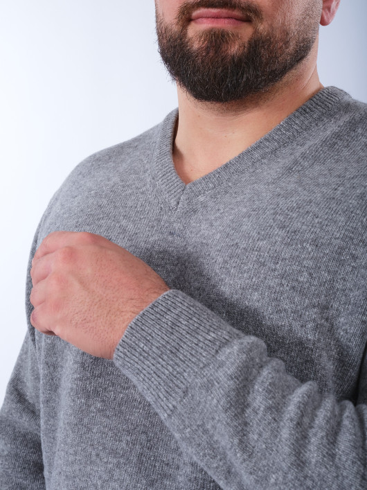 Pull Col V en Laine Grande Taille Gris