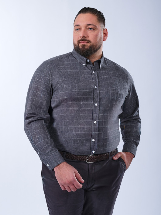 Chemise Flanelle A Carreaux Grande Taille Gris
