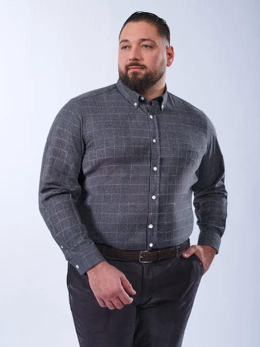 Chemise Flanelle A Carreaux Grande Taille Gris | Capelstore