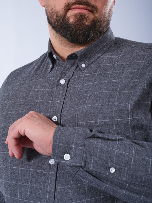 Chemise Flanelle A Carreaux Grande Taille Gris