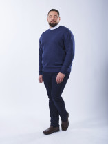 Pull Col Rond Laine Cachemire Grande Taille Bleu Foncé