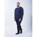Pull Col Rond Laine Cachemire Grande Taille Bleu Foncé