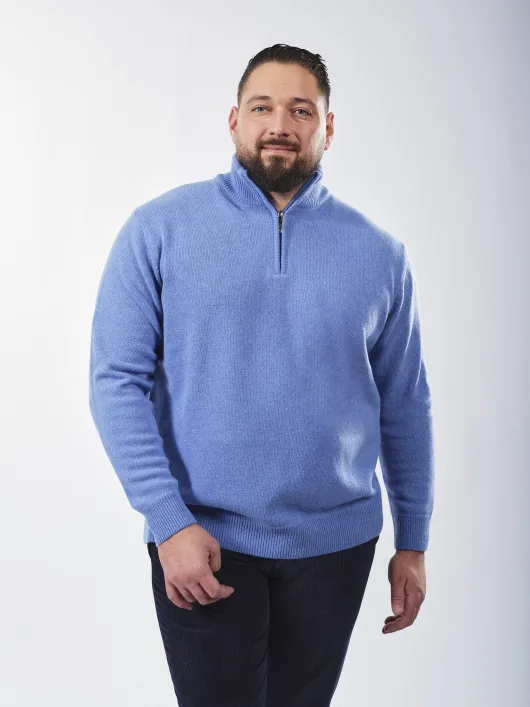 Pull Lino Col Camionneur Laine Grande Taille Bleu Clair | Capelstore