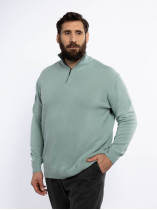 Pull Lino Cachemire Col Camionneur Vert Pastel Capel Grande Taille homme grande taille - Capelstore