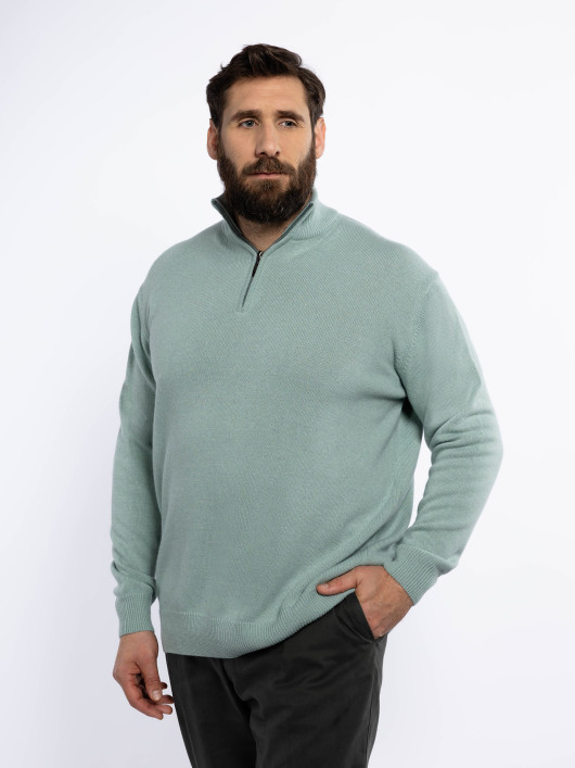 Pull Lino Cachemire Col Camionneur Vert Pastel Capel Grande Taille homme grande taille - Capelstore