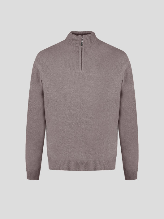 Pull Lino Laine et Cachemire Col Camionneur Grande Taille Marron