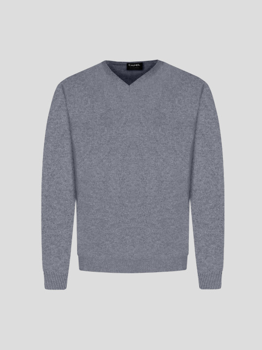 Pull Col V en Laine Grande Taille Gris