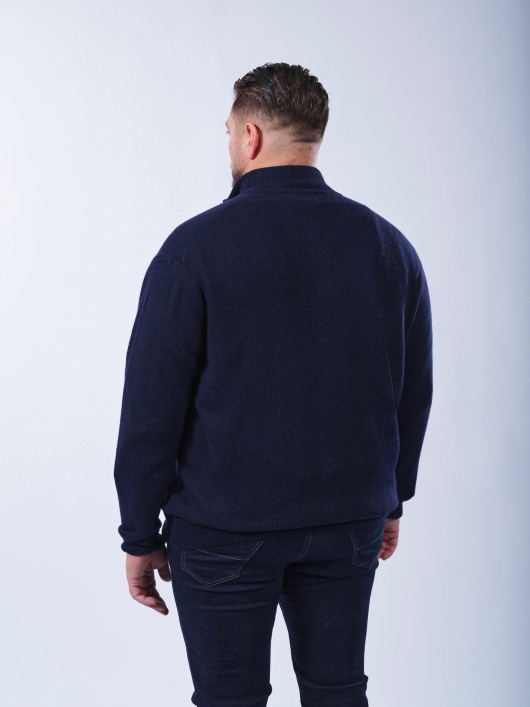 Cardigan Zippé Laine et Cachemire Grande Taille Marine