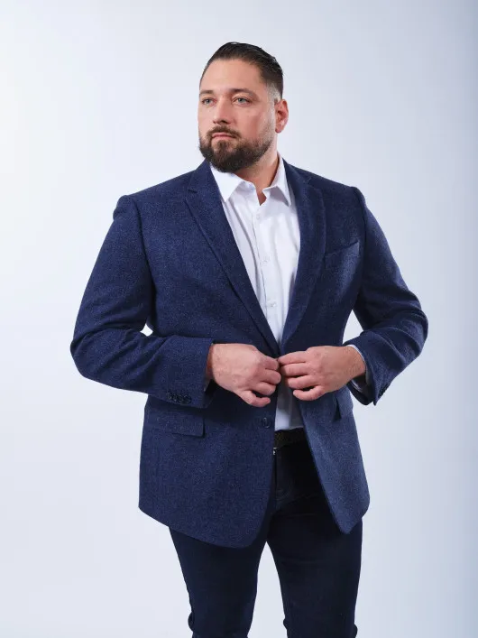 Veste Laineuse Grande Taille Bleu Foncé | Capelstore