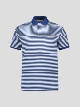 Polo Piqué Rayé Grande Taille Marine et Blanc