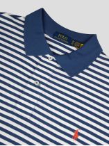 Polo Piqué Rayé Grande Taille Marine et Blanc