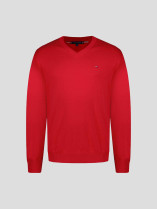 Pull Coll V Coton Grande Taille Rouge