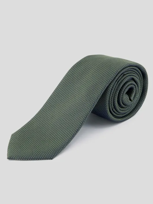 Cravate en Soie Vert Forêt Micro Motifs Grande Taille | Capelstore