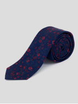 Cravate en Soie Fleurs sur Fond Marine Grande Taille | Capelstore