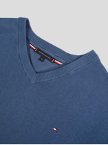 Pull Coll V Coton Grande Taille Bleu | Capelstore