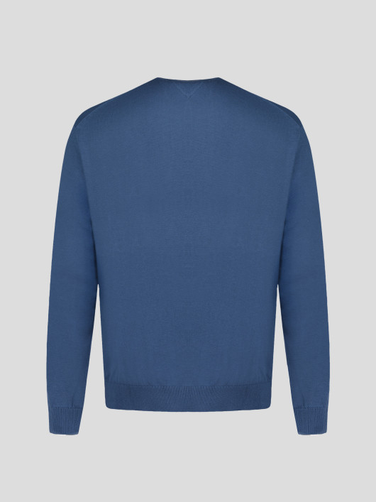 Pull Coll V Coton Grande Taille Bleu | Capelstore