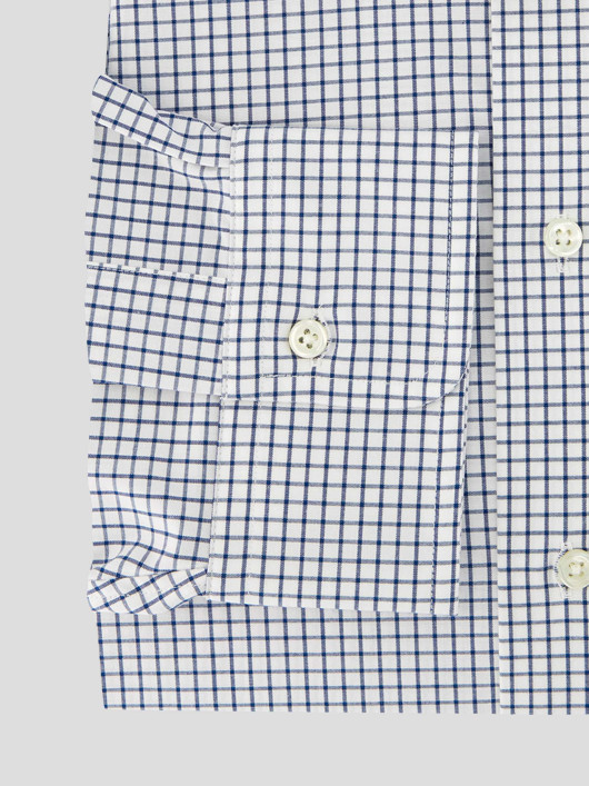 Chemise à Carreaux Grande Taille Blanche et Bleue