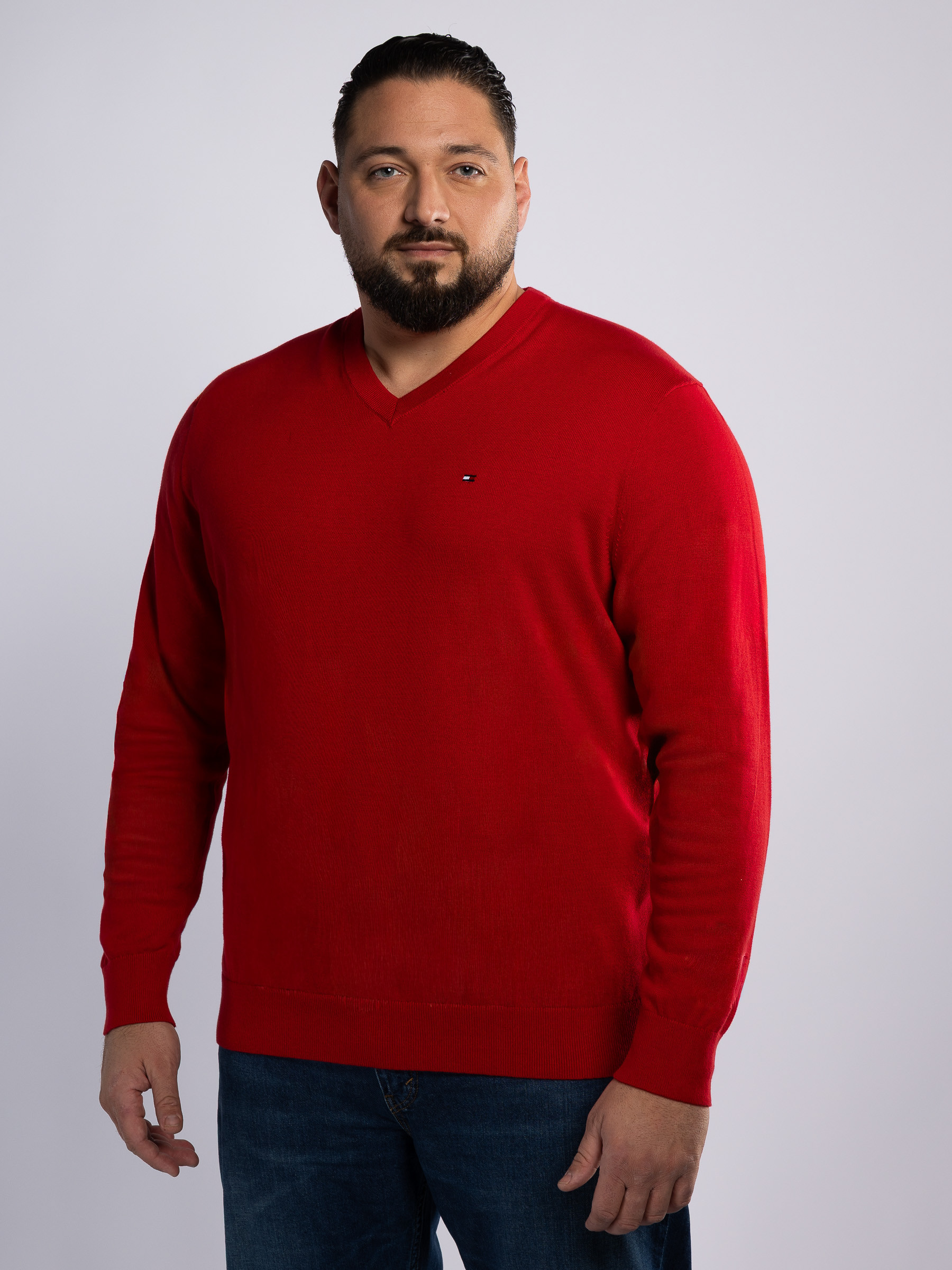 Coll Pull Pull Coll V Coton Grande Taille Rouge