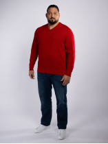 Pull Coll V Coton Grande Taille Rouge