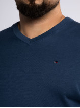 Pull Coll V Coton Grande Taille Bleu | Capelstore