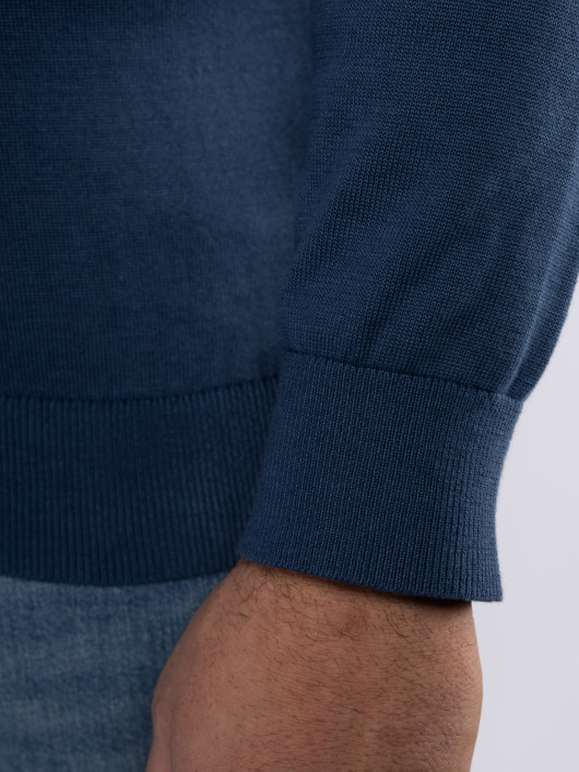 Pull Coll V Coton Grande Taille Bleu | Capelstore