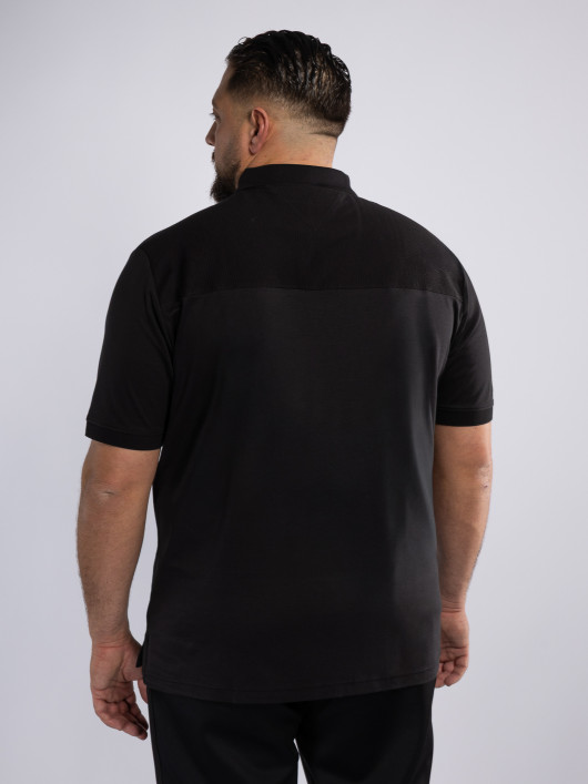 Polo Zippé Interlock Grande Taille Noir