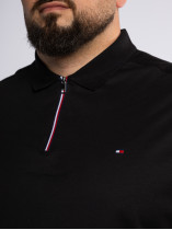 Polo Zippé Interlock Grande Taille Noir
