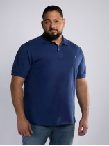 Polo Piqué Uni Grande Taille Bleu Marine
