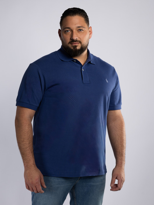 Polo Piqué Uni Grande Taille Bleu Marine