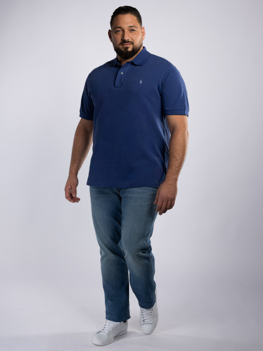 Polo Piqué Uni Grande Taille Bleu Marine
