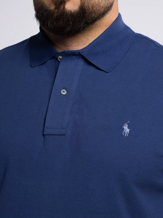 Polo Piqué Uni Grande Taille Bleu Marine