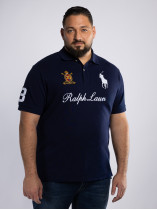 Polo Piqué Motifs Grande Taille Bleu Marine