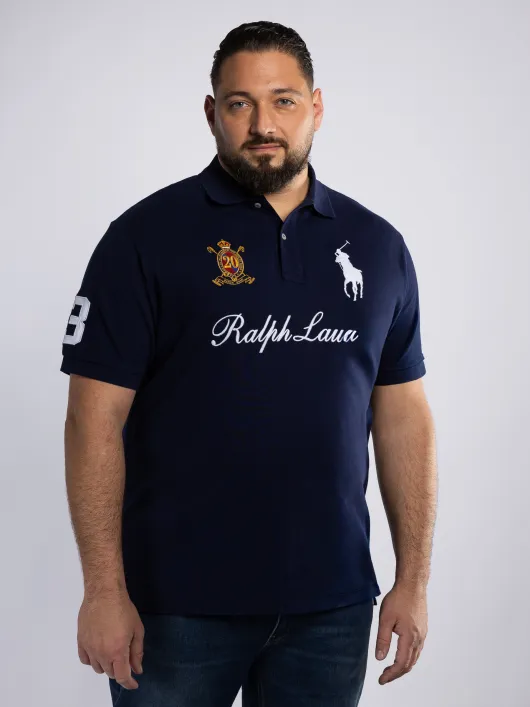 Polo Piqué Motifs Grande Taille Bleu Marine