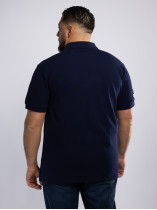 Polo Piqué Motifs Grande Taille Bleu Marine