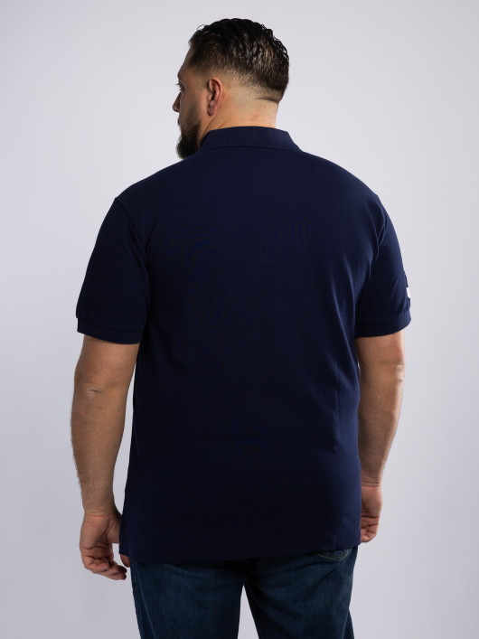 Polo Piqué Motifs Grande Taille Bleu Marine