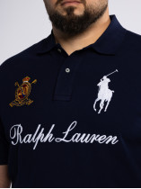 Polo Piqué Motifs Grande Taille Bleu Marine