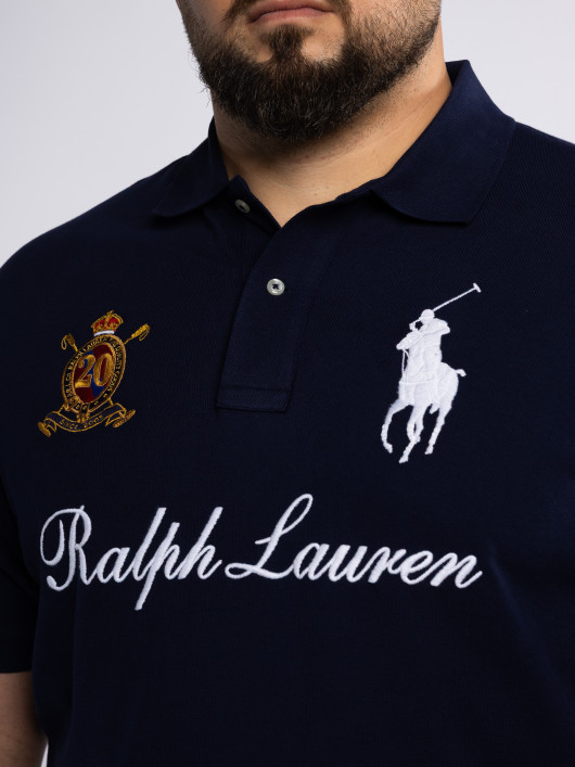 Polo Piqué Motifs Grande Taille Bleu Marine