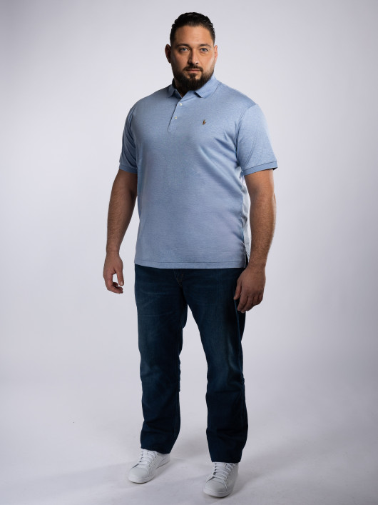 Polo Interlock Grande Taille Bleu Ciel