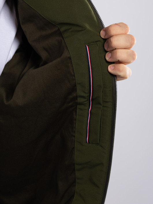 Blouson Col Droit Grande Taille Vert