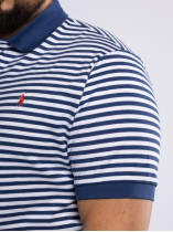 Polo Piqué Rayé Grande Taille Marine et Blanc
