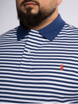 Polo Piqué Rayé Grande Taille Marine et Blanc