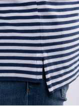 Polo Piqué Rayé Grande Taille Marine et Blanc