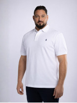Polo Piqué Uni Grande Taille Blanc