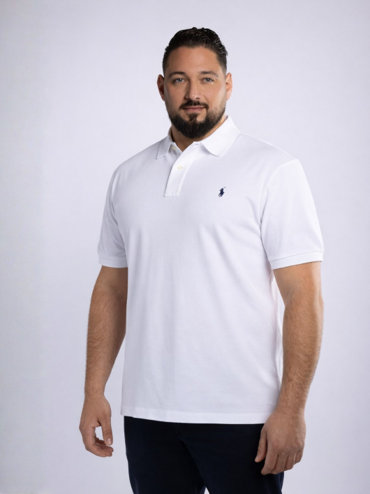 Polo Piqué Uni Grande Taille Blanc