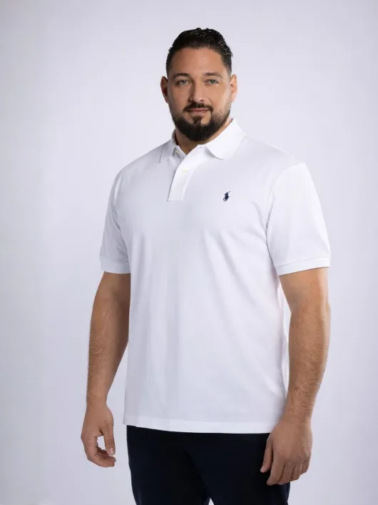 Polo Piqué Uni Grande Taille Blanc